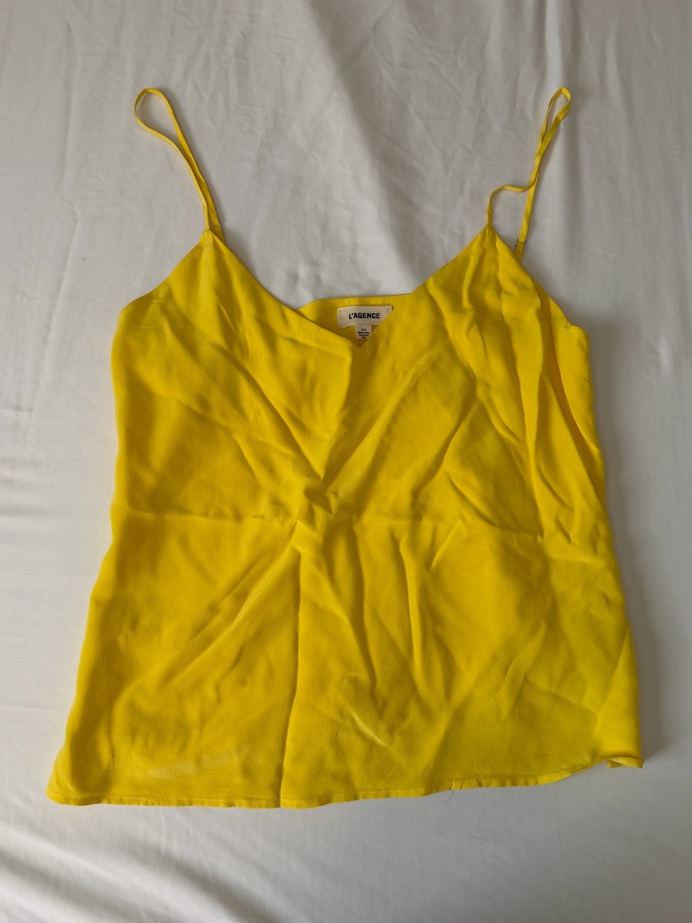 L'AGENCE Yellow 100% Silk Jane Cami Tank Top - Small